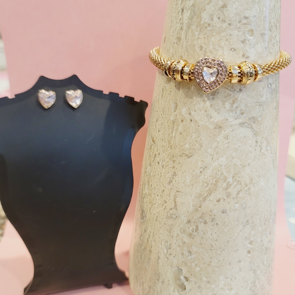 Tahari Gold Bracelet with Heart Accents